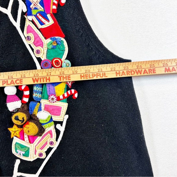 Vtg. Quacker Factory Christmas Cardigan Sweater 3X Knit 3D Embroidered Bauble - Picture 8 of 12